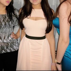 MATERIAL GIRL PEACH CUTOUT GLADIATOR STYLE DRESS